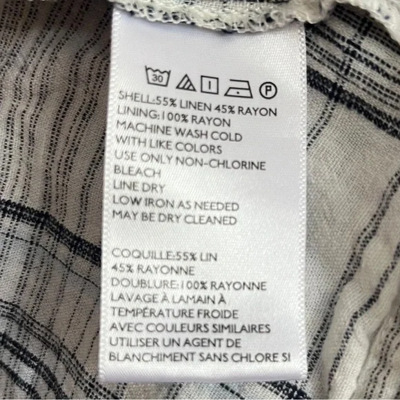 Urban Outfitters UO Linen Melody Plunging Babydoll Top Medium Gray White Plaid - Picture 8 of 11